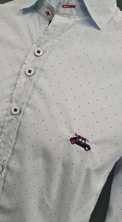The Surf Car Lyon Casual Shirt  9020 - White/Blue