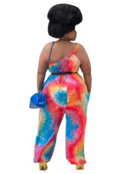 Tie Dye One Shoulder Jumpsuit