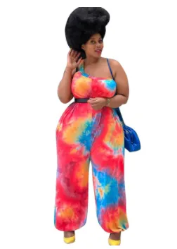 Tie Dye One Shoulder Jumpsuit