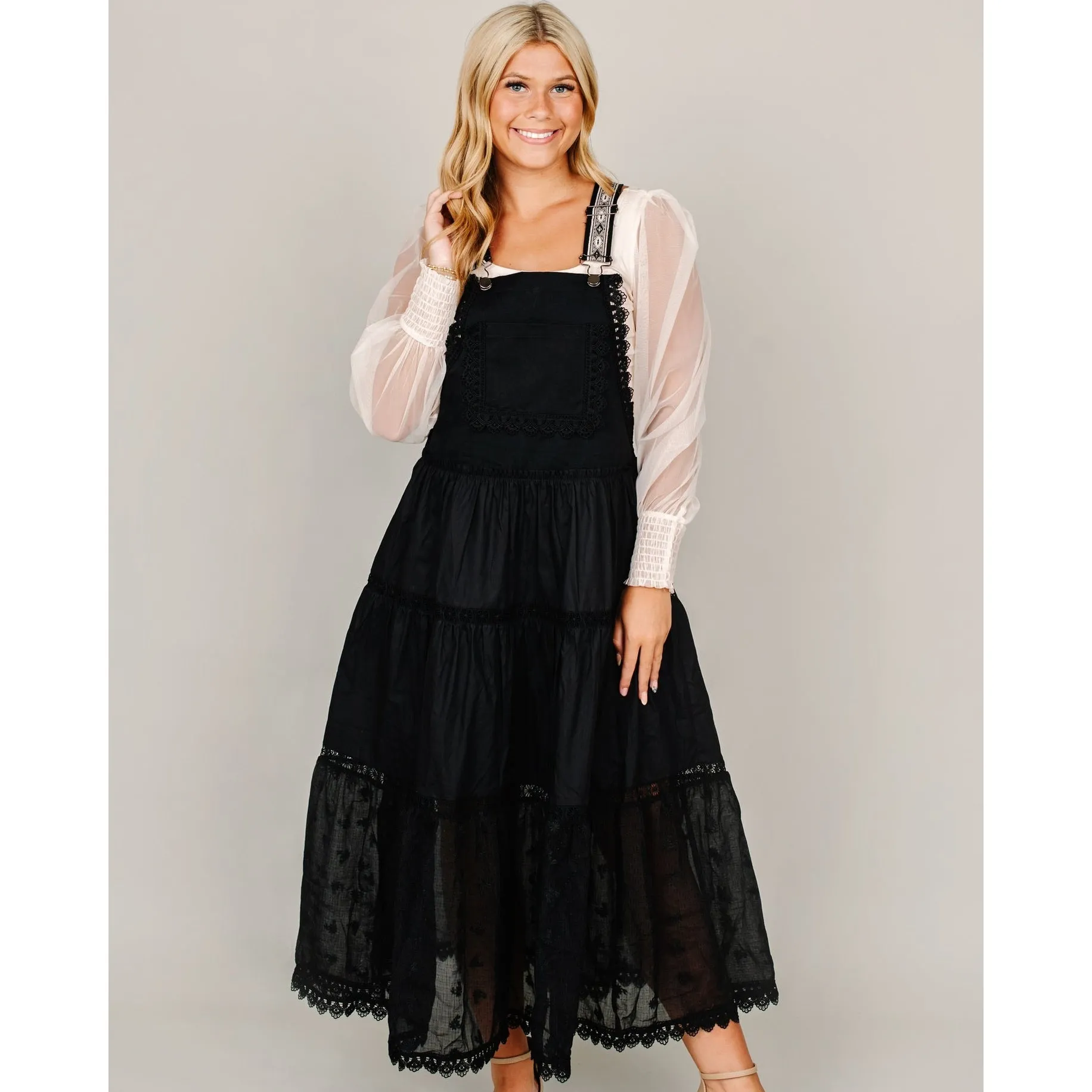 Tiers of Lace Overall Dress