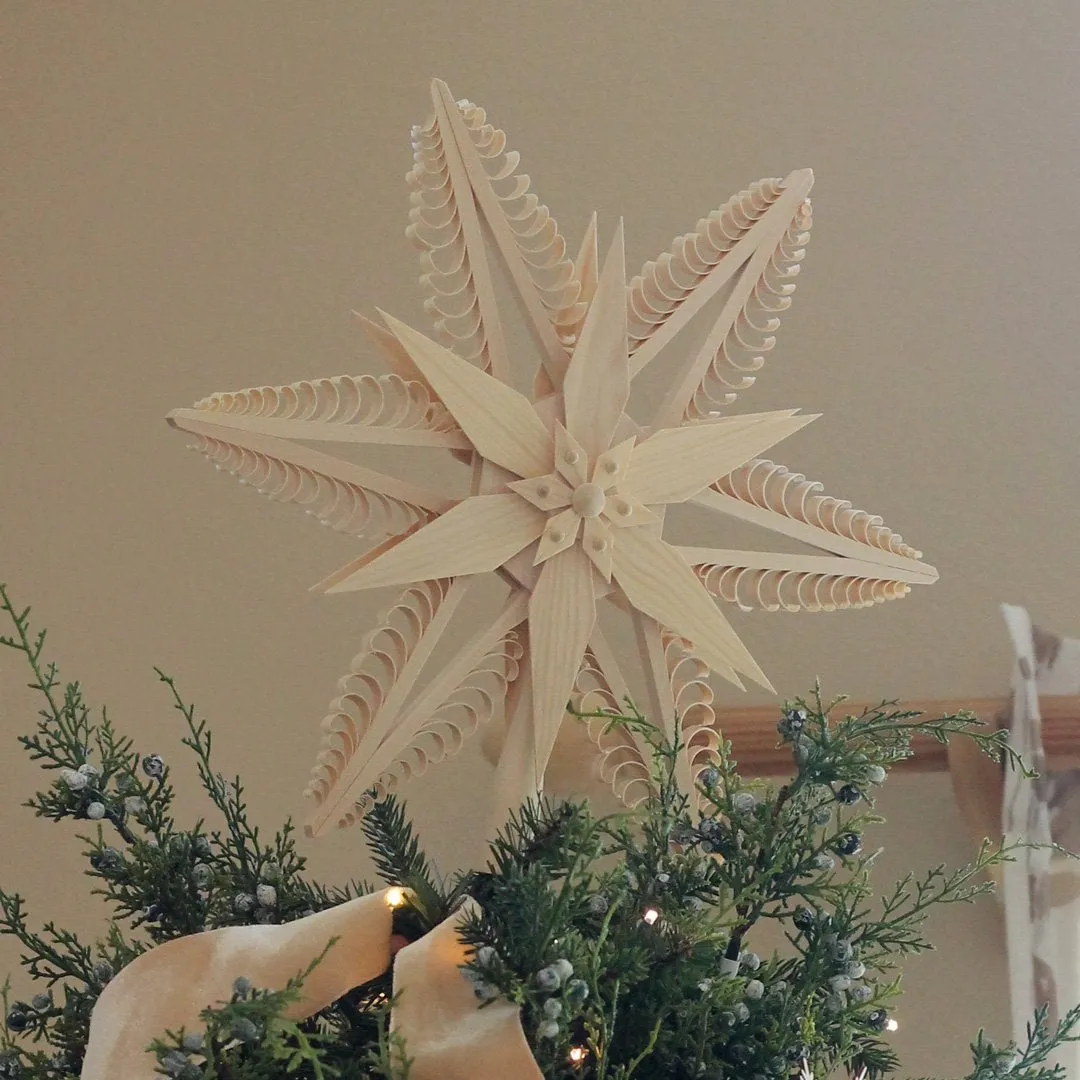 Tree Topper - Wood Chip Star Poinsettia