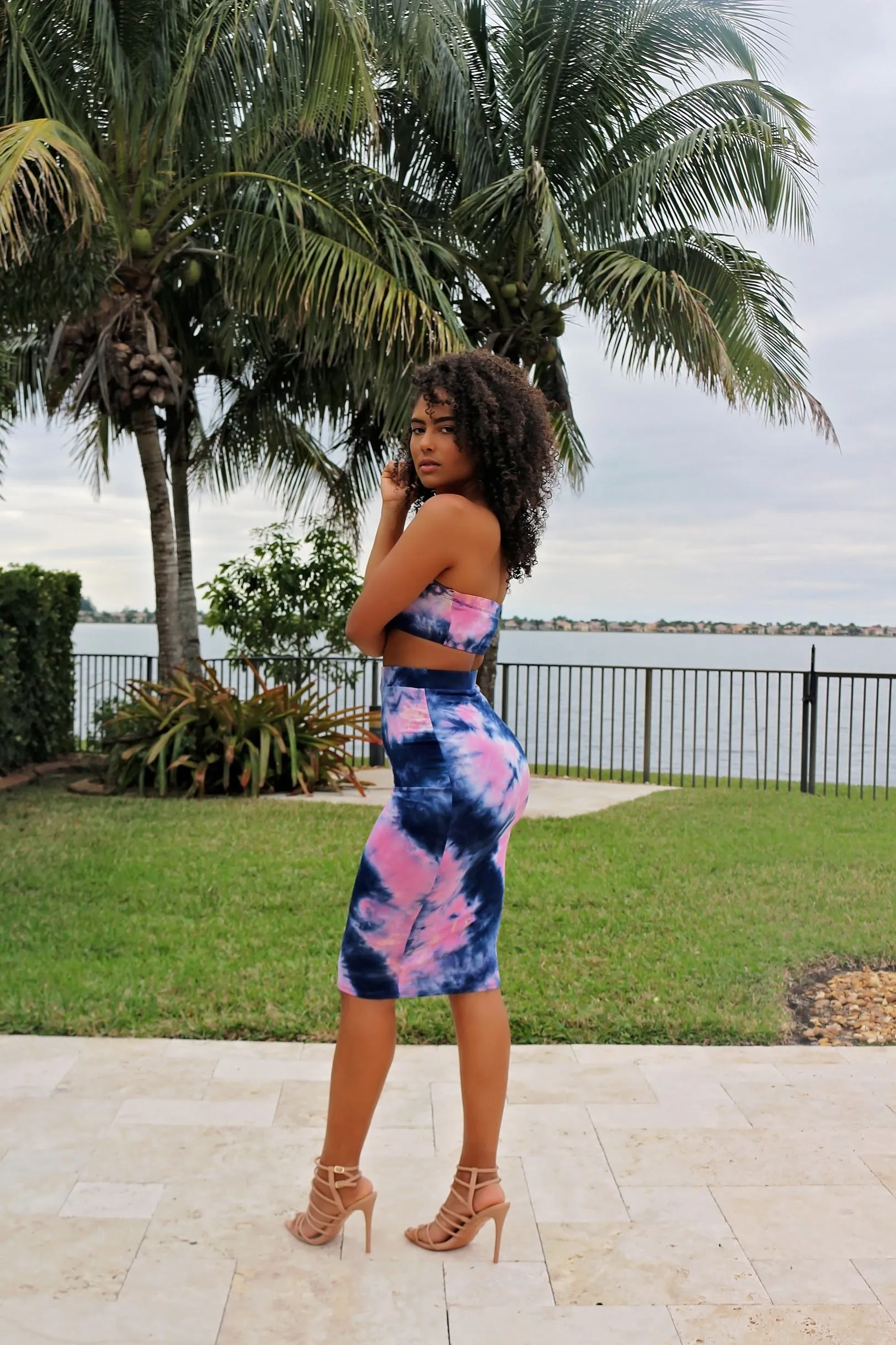 Tube Tie Skirt Set - Blue