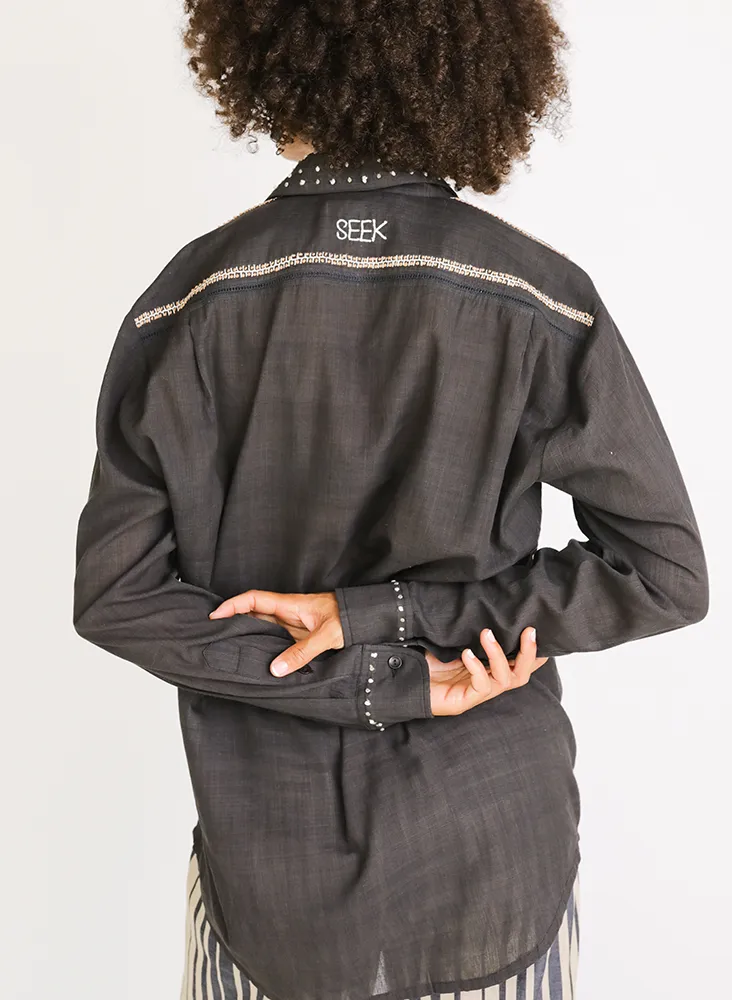 Unisex Page Shirt, natural black story