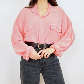 Vintage pink silk Shirt size XL-XXL