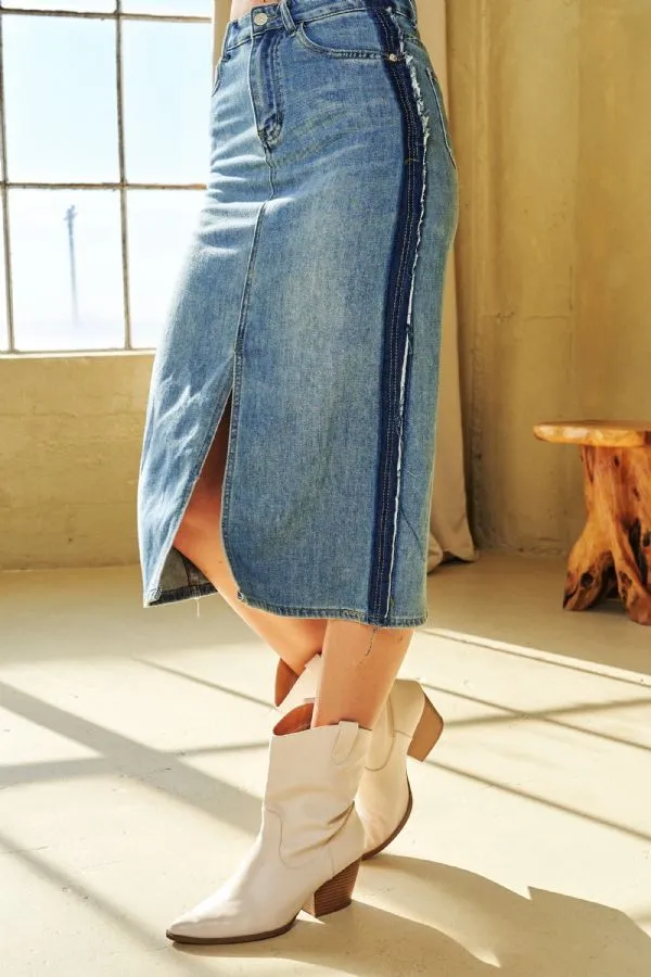 West Dennis Denim Midi Skirt