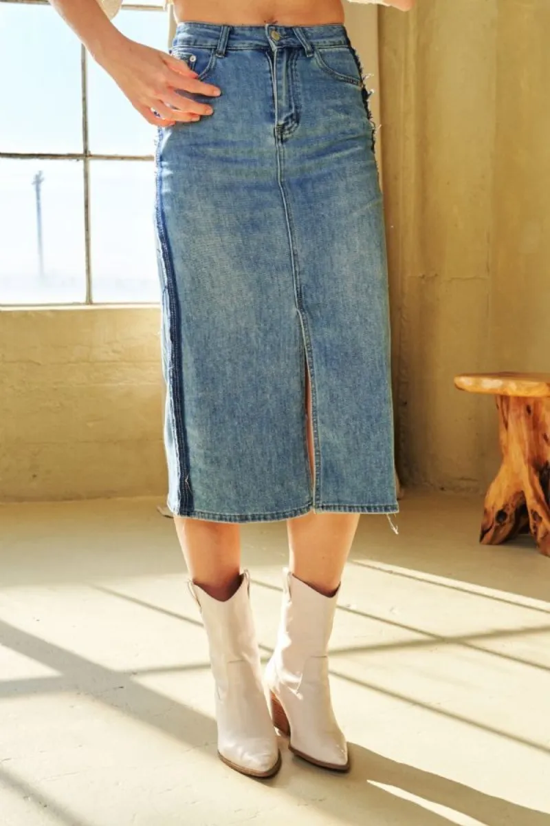 West Dennis Denim Midi Skirt