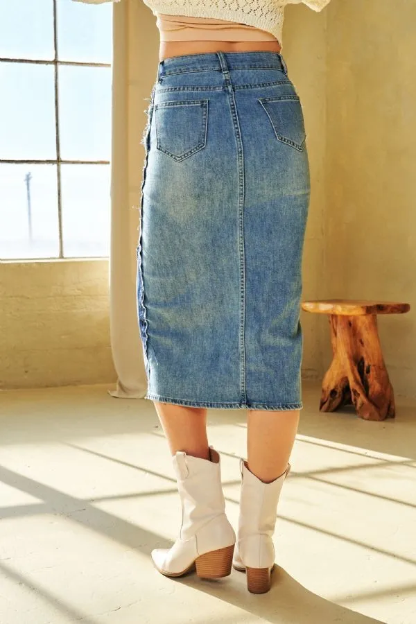 West Dennis Denim Midi Skirt