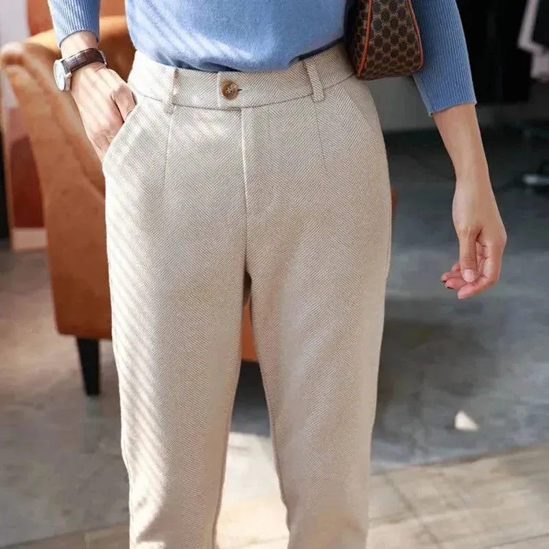 Women's High Waisted Woolen Pants