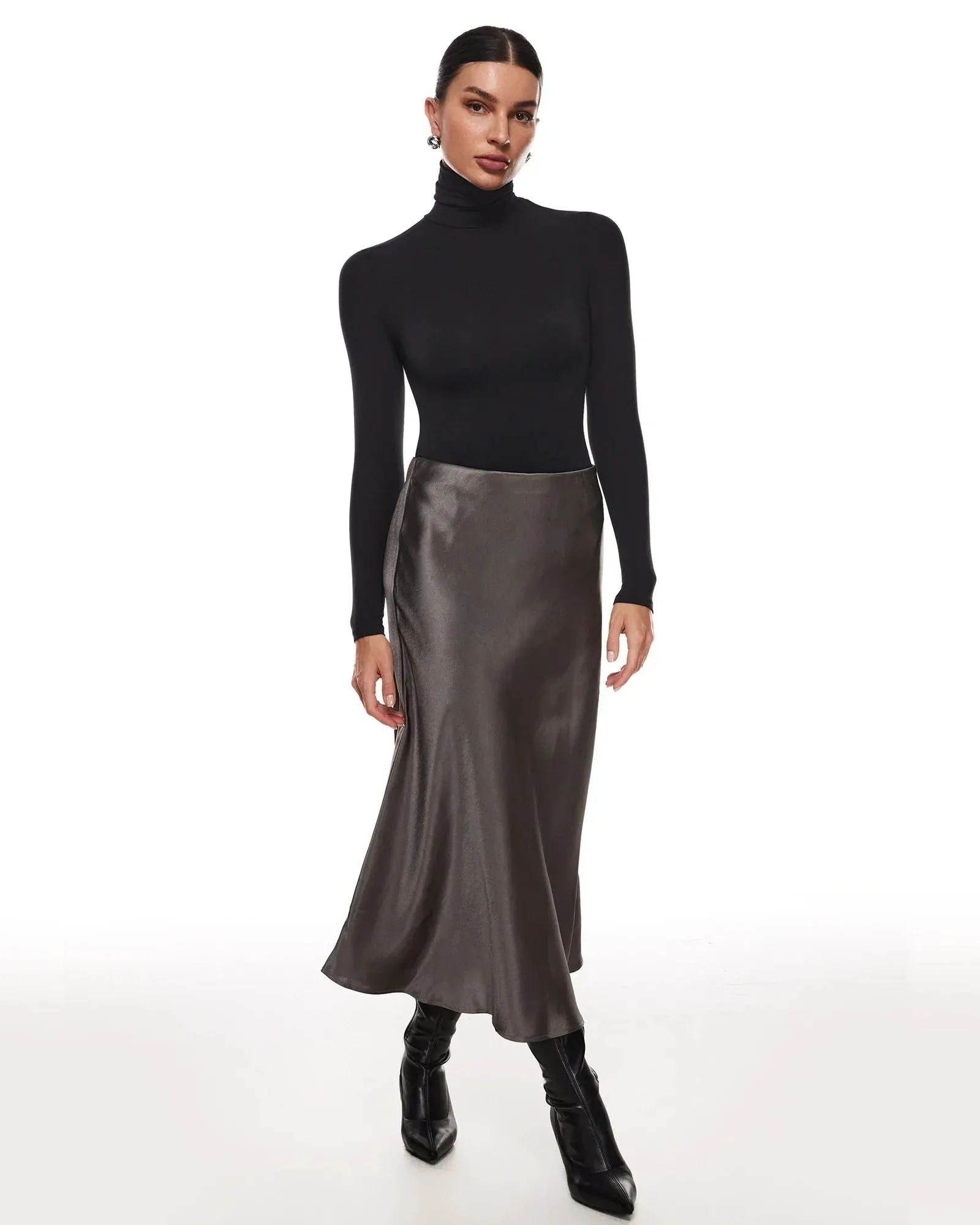 Women's Long Sleeve Mock Turtleneck Thong Bodysuit