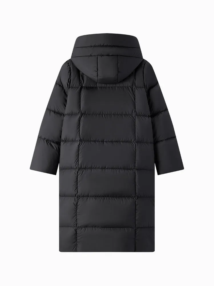 Women's milk white long regular down jacket