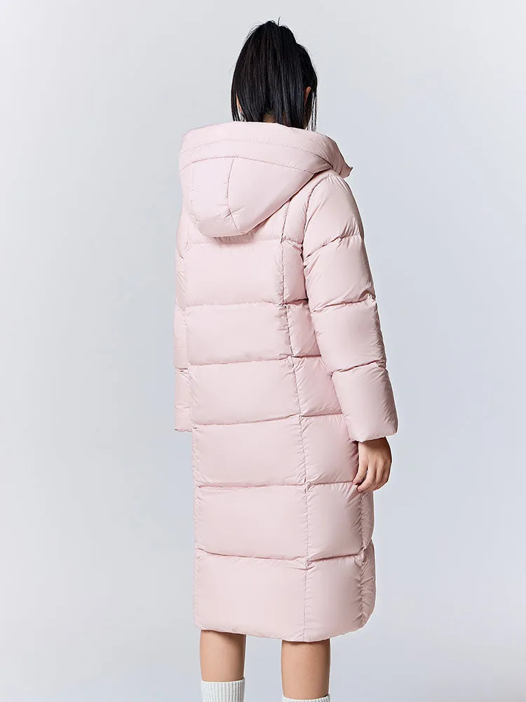 Women's milk white long regular down jacket