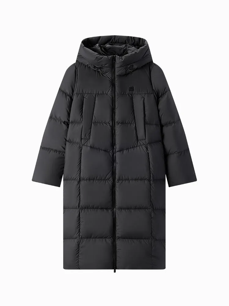 Women's milk white long regular down jacket