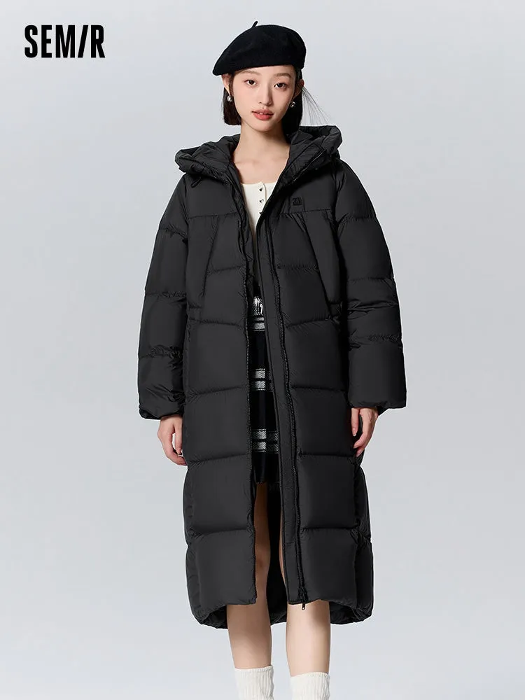 Women's milk white long regular down jacket