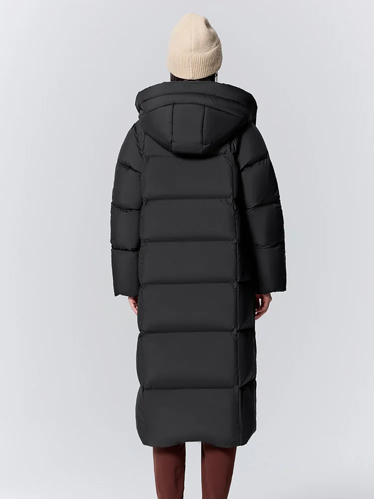 Women's milk white long regular down jacket