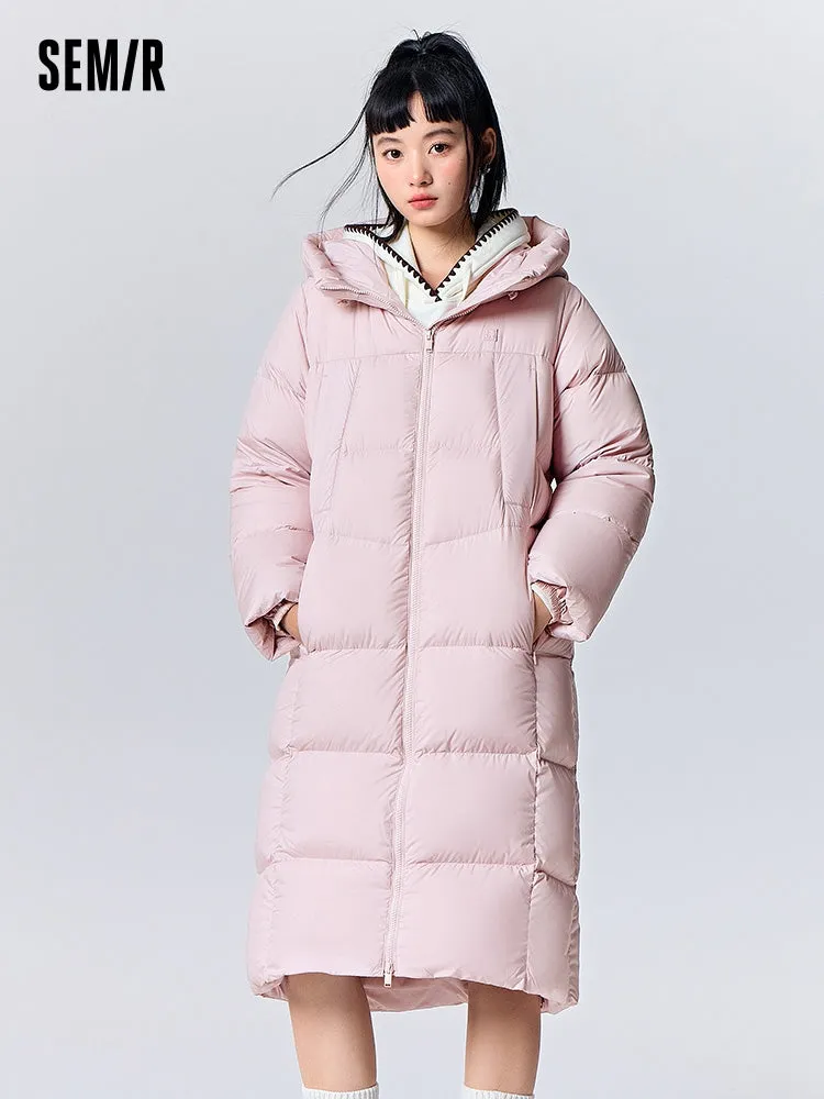 Women's milk white long regular down jacket
