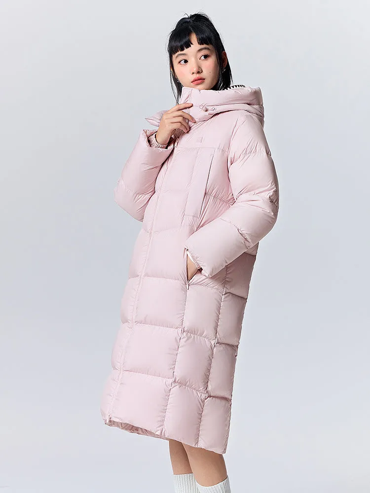 Women's milk white long regular down jacket