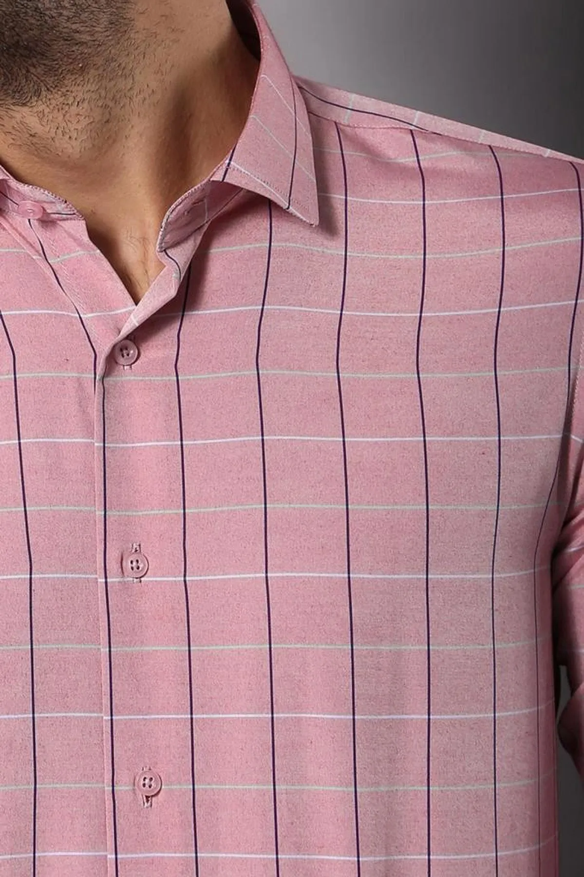 WSS Pink Plaid Men's Shirt  - Singen