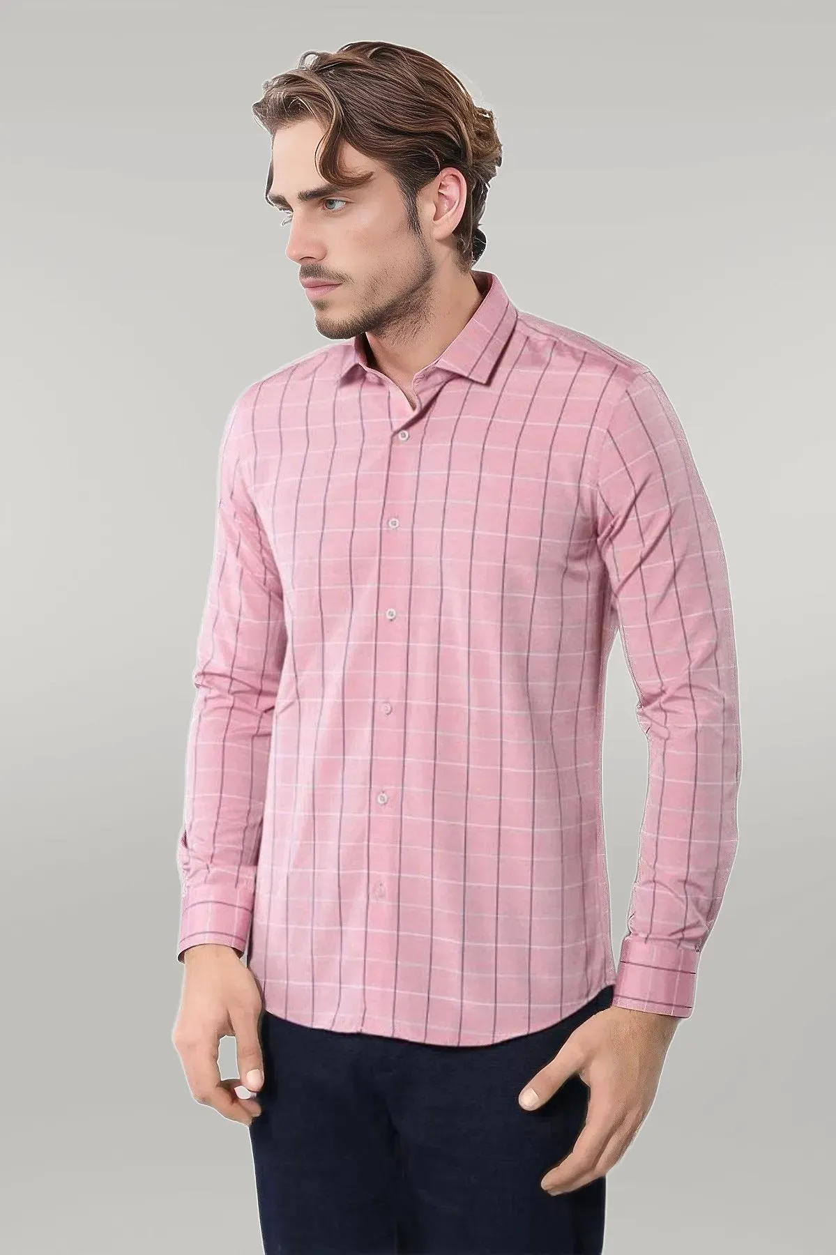 WSS Pink Plaid Men's Shirt  - Singen