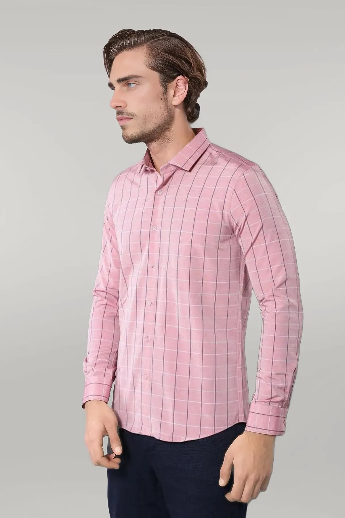 WSS Pink Plaid Men's Shirt  - Singen