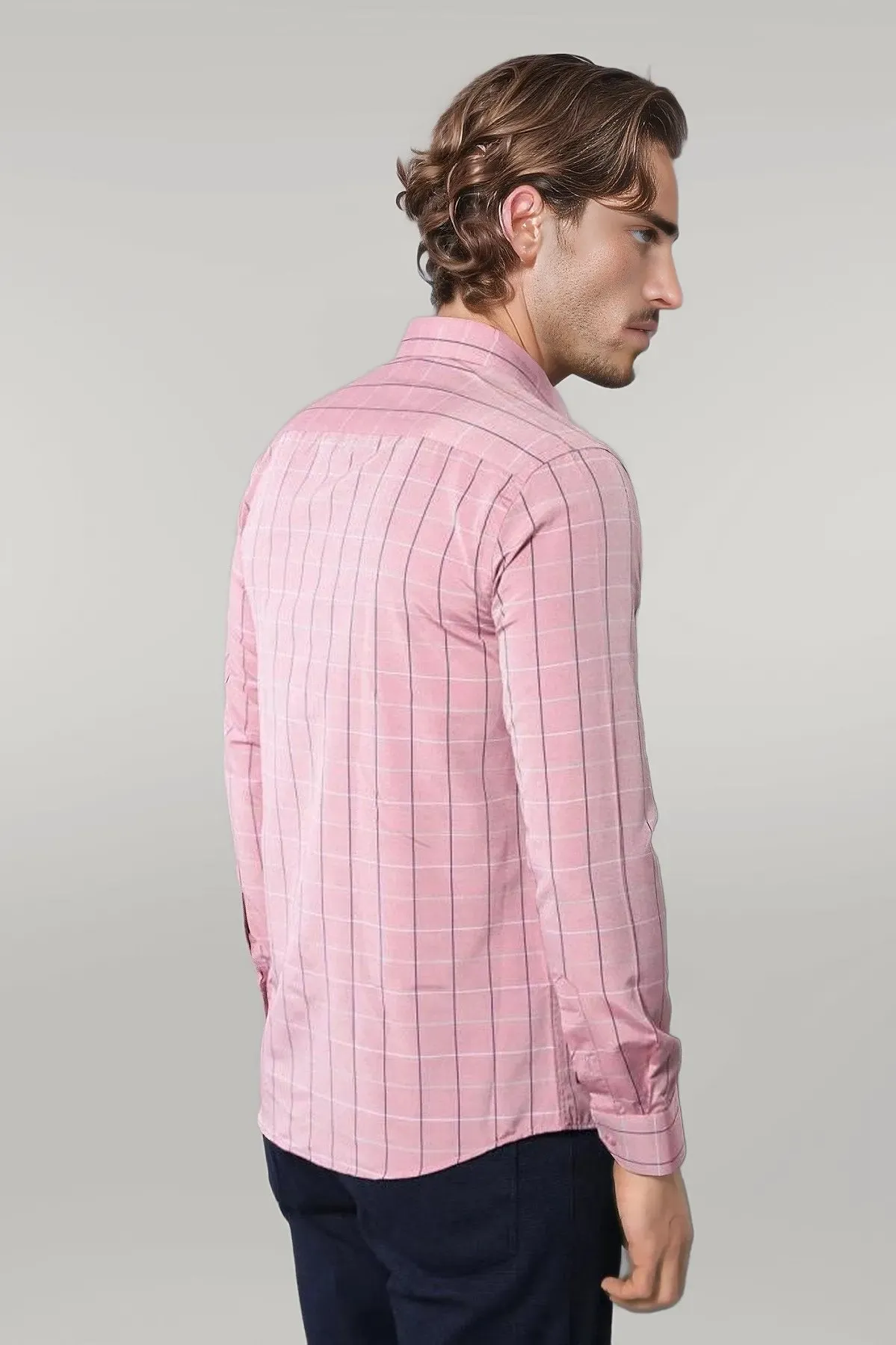 WSS Pink Plaid Men's Shirt  - Singen