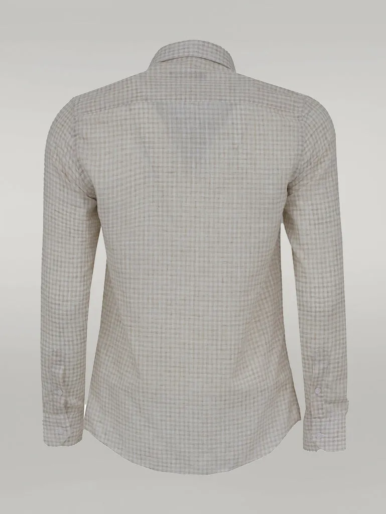 WSS Plaid Slim Fit Light Brown Men Shirt  - Singen