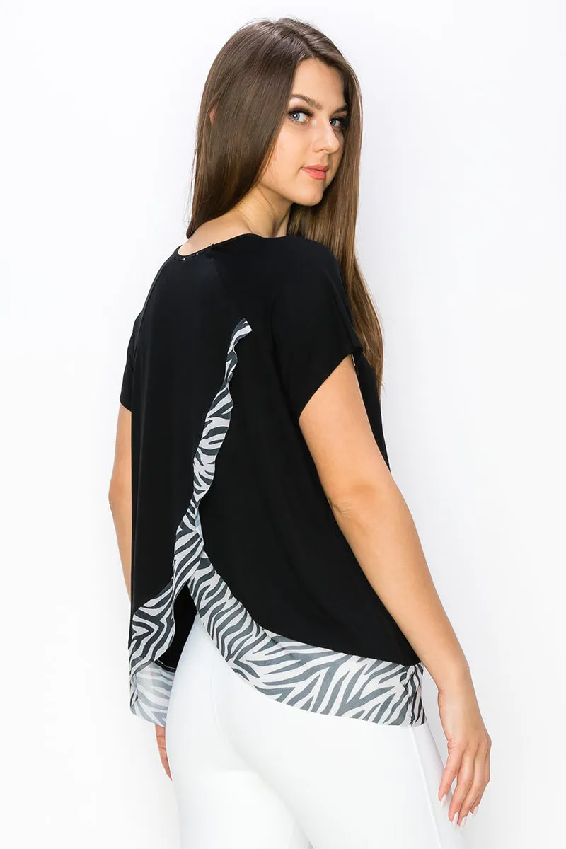 Zebra Surplice Back Active Mesh Top