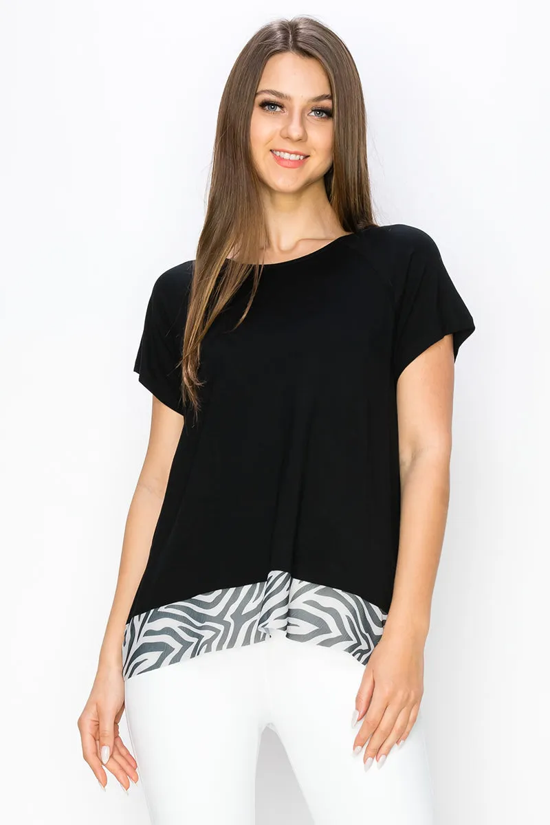 Zebra Surplice Back Active Mesh Top