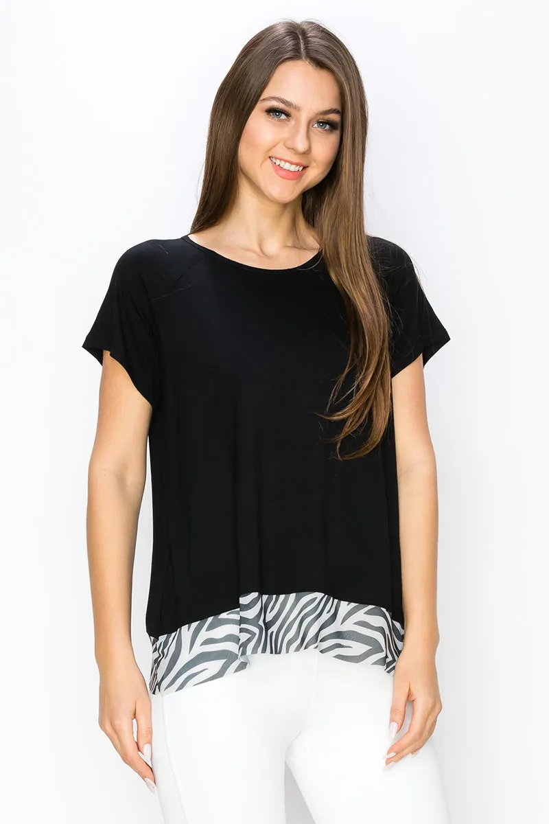 Zebra Surplice Back Active Mesh Top