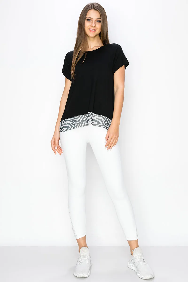 Zebra Surplice Back Active Mesh Top